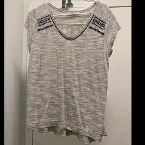 LOFT Striped Black, White & Grey Shirt Medium